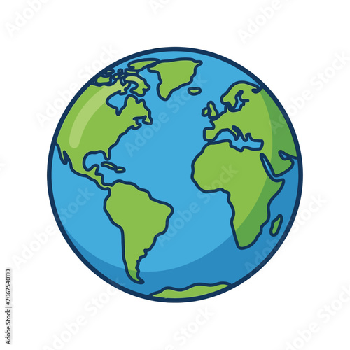 A simple flat illustration of the planet earth on white background