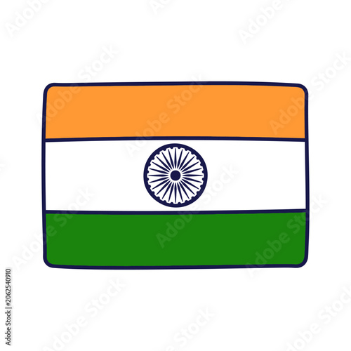 A colorful hand drawn illustration of a rectangular national flag
