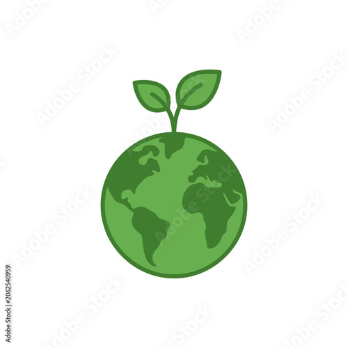 A green globe icon with a small plant growing on top