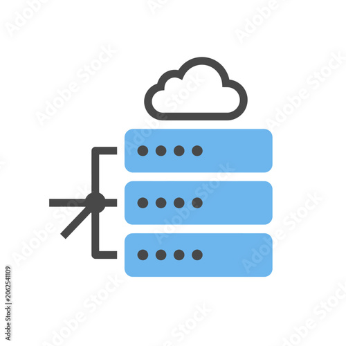 Cloud computing server icon for data storage and networking