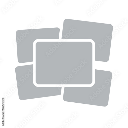A collection of blank photo frames arranged in a collage layout