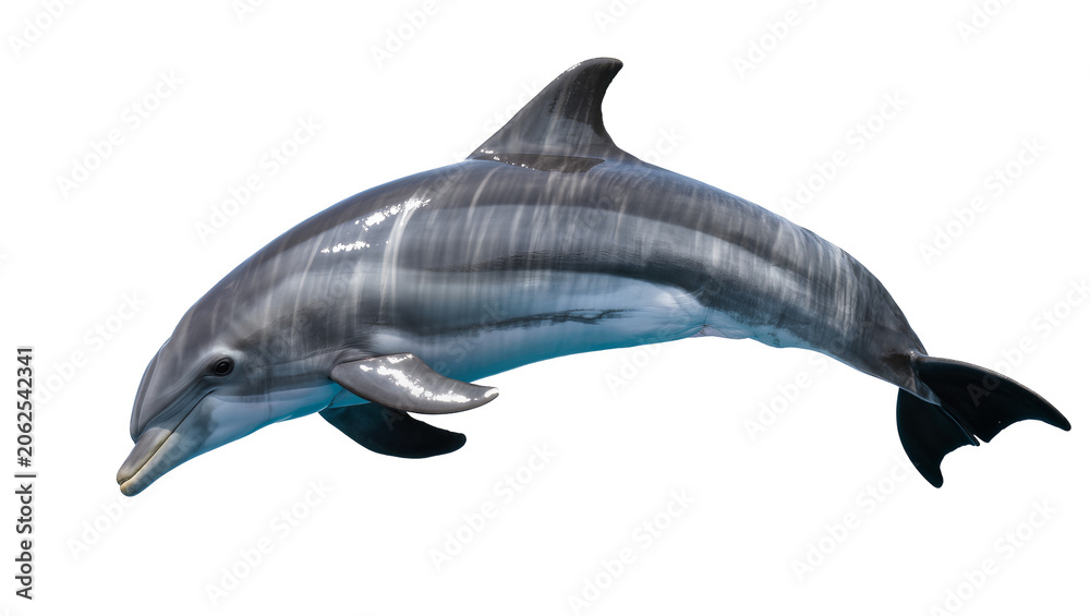 Fototapeta premium Gray dolphin with dark stripes swimming