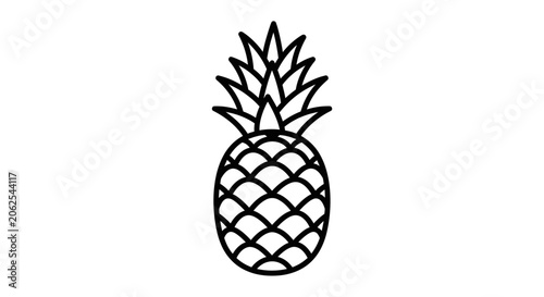 Pineapple Line Art Icon - Simple Tropical Fruit Outline Graphic