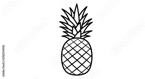 Minimalist Outline Pineapple Vector Icon: Tropical Fruit Illustration