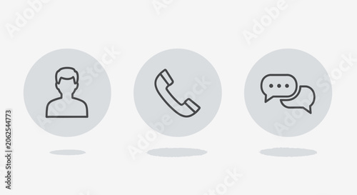 Communication Icons: Contact, Phone, Chat