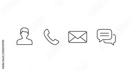 Contact Icons: Person, Phone, Email, Chat - Support & Communication Icons