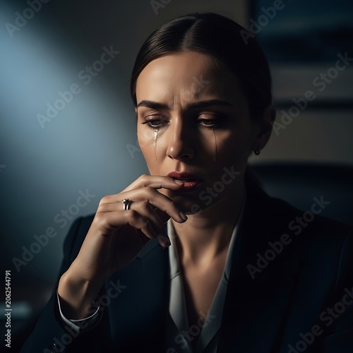 Woman in Business Attire Deep in Thought.