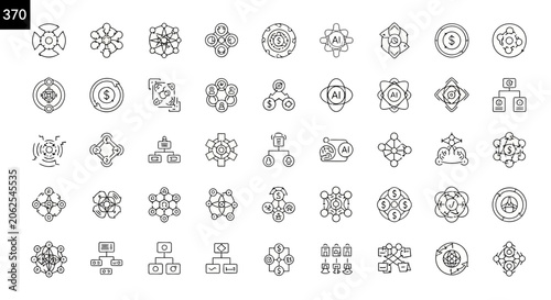 Foto Set of outline icons for business finance technology and abstract data science concepts
