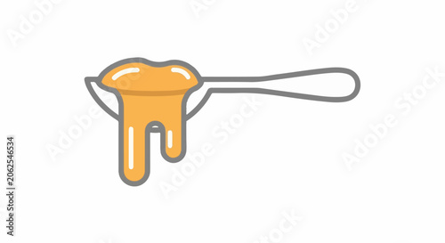 Spoon holding dripping golden honey with outline