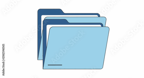 Stack of light blue and dark blue file folders
