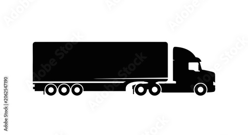 Silhouette of a semi-trailer truck, ready for transport and logistics