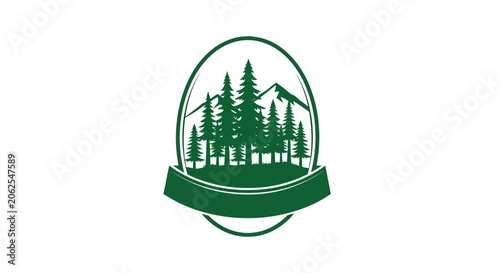 Green forest landscape logo illustration.