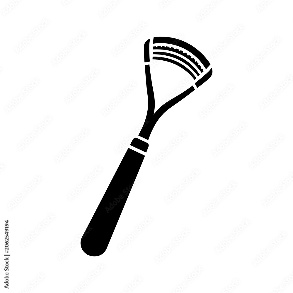 Naklejka premium Tongue scraper icon for oral hygiene and dental care routine.