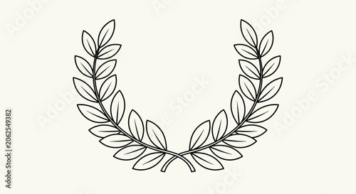 Laurel Wreath Icon: Vintage Outline Design, Award Symbol, Vector Graphic
