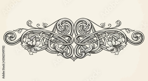Elegant Floral Scrollwork Ornament - Vintage Decorative Border Design