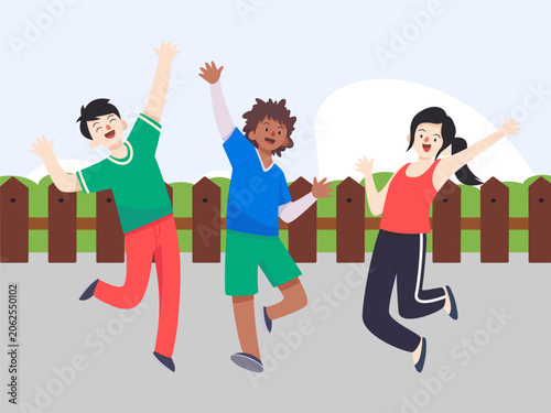 Cheerful Concept Illustration Illustration Vector Style