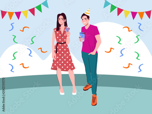Partygoer Concept Illustration Illustration Vector Style