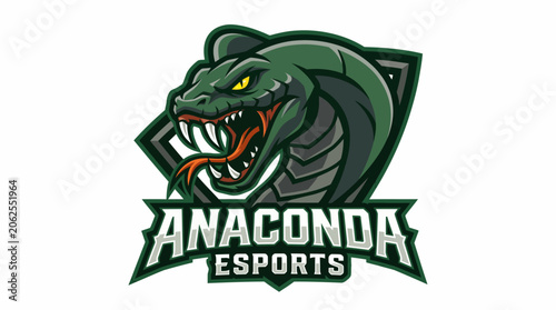 Konstfotografi Anaconda snake head closeup logo.