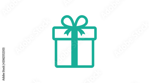 Green gift box with ribbon.
