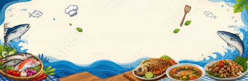Seafood dishes on a table setting.