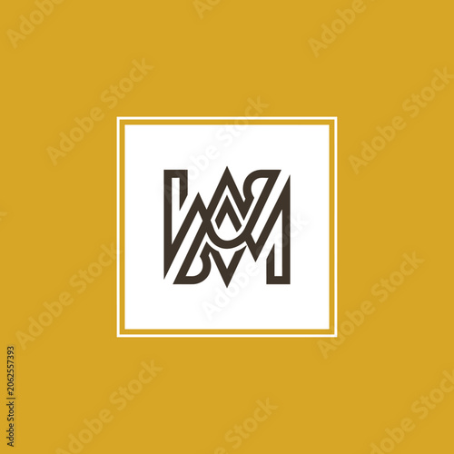 Modern geometric monogram logo design on yellow background.