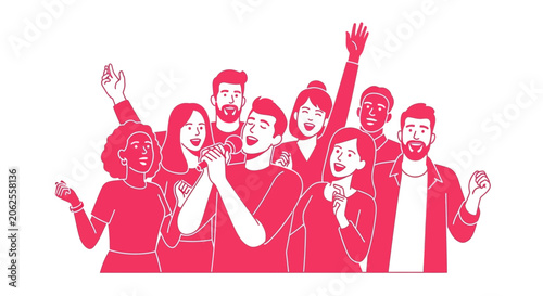 Tableau sur toile Diverse group of happy people celebrating.