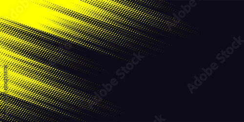 Dynamic Yellow and Black Grunge Background with Halftone Dot Pattern and Distressed Brush Stroke Texture. vector