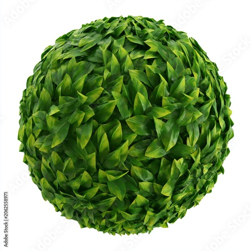 Earth globe sustainability green leaves wrap, isolated on pure white background