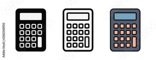 Tableau sur toile calculator icons in different styles and colors for business and education use