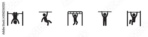Photography Kids playing on monkey bars and pull up icon set