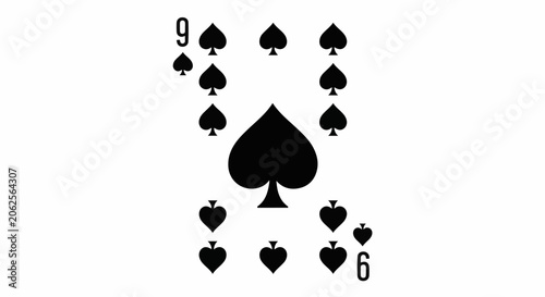 The nine of spades playing card on a white background