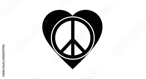 Photos Heart silhouette encompassing a classic peace symbol serves as a powerful emblem for global harmony, non-violence, and the universal pursuit of love and understanding in contemporary society