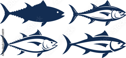 Tuna fish silhouette vector illustrations