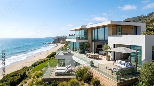 Luxury Beachfront Villa with Ocean View and Modern Architecture