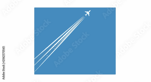 White airplane leaving condensation trails against a blue sky
