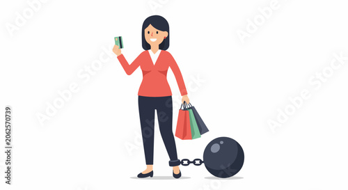 Woman burdened by shopping and credit card debt
