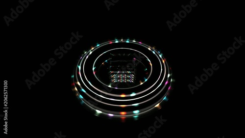 Abstract Geometric Neon Light Shape With Colorful LED Lights Moving Pulsating Around Cube Looping VJ Animation