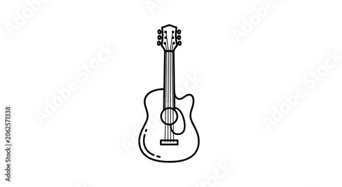 Fotografie Acoustic Guitar Outline Icon Vector Illustration