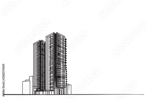 Abstract High rise building sketch