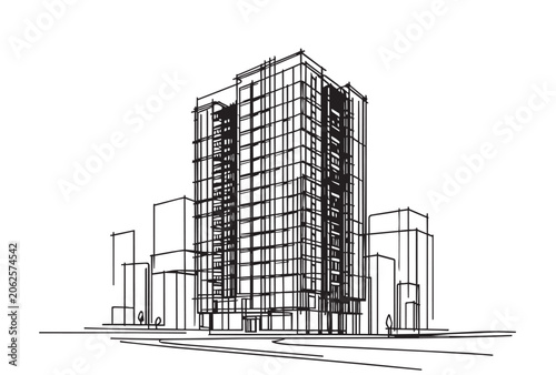 Abstract High rise building sketch