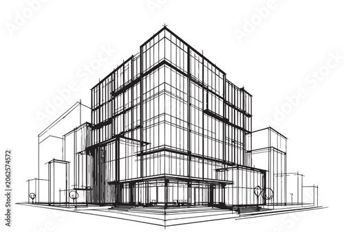 Abstract High rise building sketch