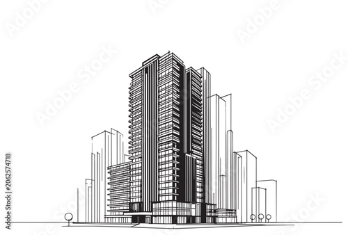 Abstract High rise building sketch