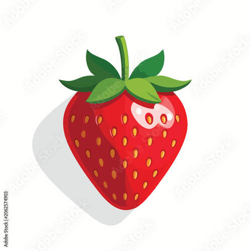 A vibrant red strawberry fruit vector illustration.