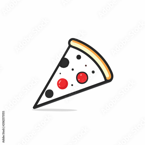 Minimalist vector illustration of a single delicious pizza slice.