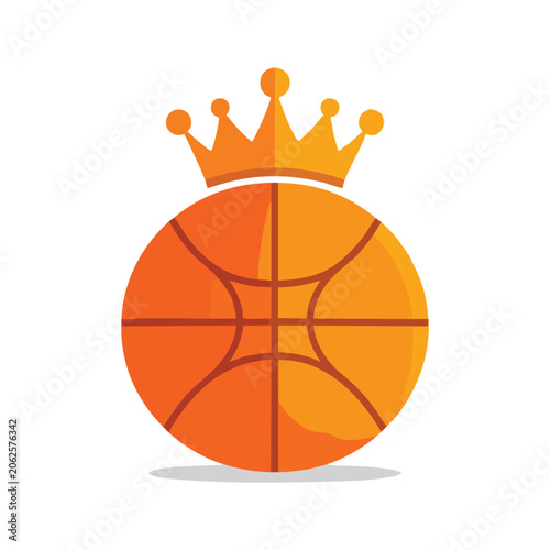 Basketball logo icon with a golden crown on top.