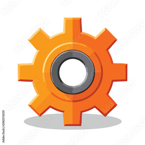 Orange mechanical gear icon with dark center.