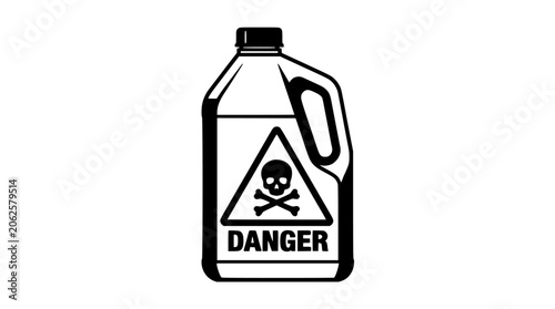 Dangerous Chemical Container with Skull and Crossbones Symbol Featuring Hazardous Material, Warning Label, Toxic Substance with Safety Warning