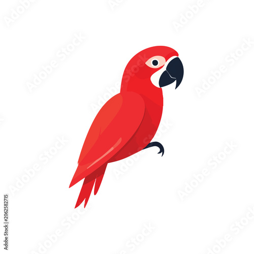 Vibrant red parrot macaw vector illustration.