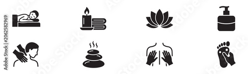 Quadro su tela Spa salon and body massage therapy icon set
