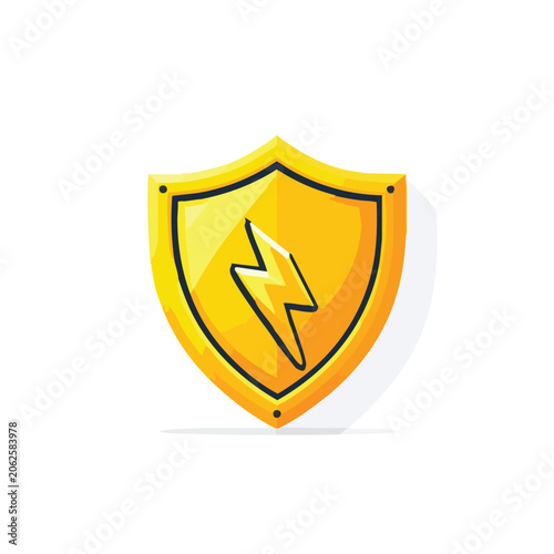 Yellow Shield Icon with Lightning Bolt Symbol.
